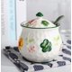thumbnail image 2 of Contenedor de grasa de tocino de cerámica, contenedor de grasa de tocino de 800ml /27oz con labio y cuchara, contenedor de aceite de cocina de porcelana, almacenamiento, 2 of 5