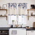 thumbnail image 2 of 2 Panels Kitchen Tier Curtains 39 Inch Length, Vintage Navy Blue Roses Grommets Window Treatment Curtain, Spring Floral Elegant Pastoral Retro Art Thermal Curtains Drapes for Living Room/Bathroom, 2 of 9