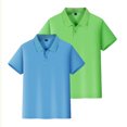 thumbnail image 2 of 2 Pack Boys School Uniform Short Sleeve Polo Shirts Size 10-12 Soft Breathable Collar with Buttons Golf Polo Shirt Performance Uniform Shirts Royal Blue 130, 2 of 5