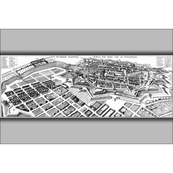 24"x36" Gallery Poster, map of Berlin 1652 by jean baptiste broebes