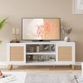 thumbnail image 1 of Cherish Rattan TV Stand for 65 Inch TV - Modern Entertainment Center with Marble Design, Storage Doors & Shelves, 1 of 11