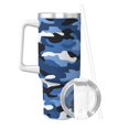 thumbnail image 2 of 40zo Ice Bar Cup With Handle Double Insulation Large Capacity Rust Prevention For Daily Travel And Other Scenes Vector Camouflage Pattern Blue_2, 2 of 8