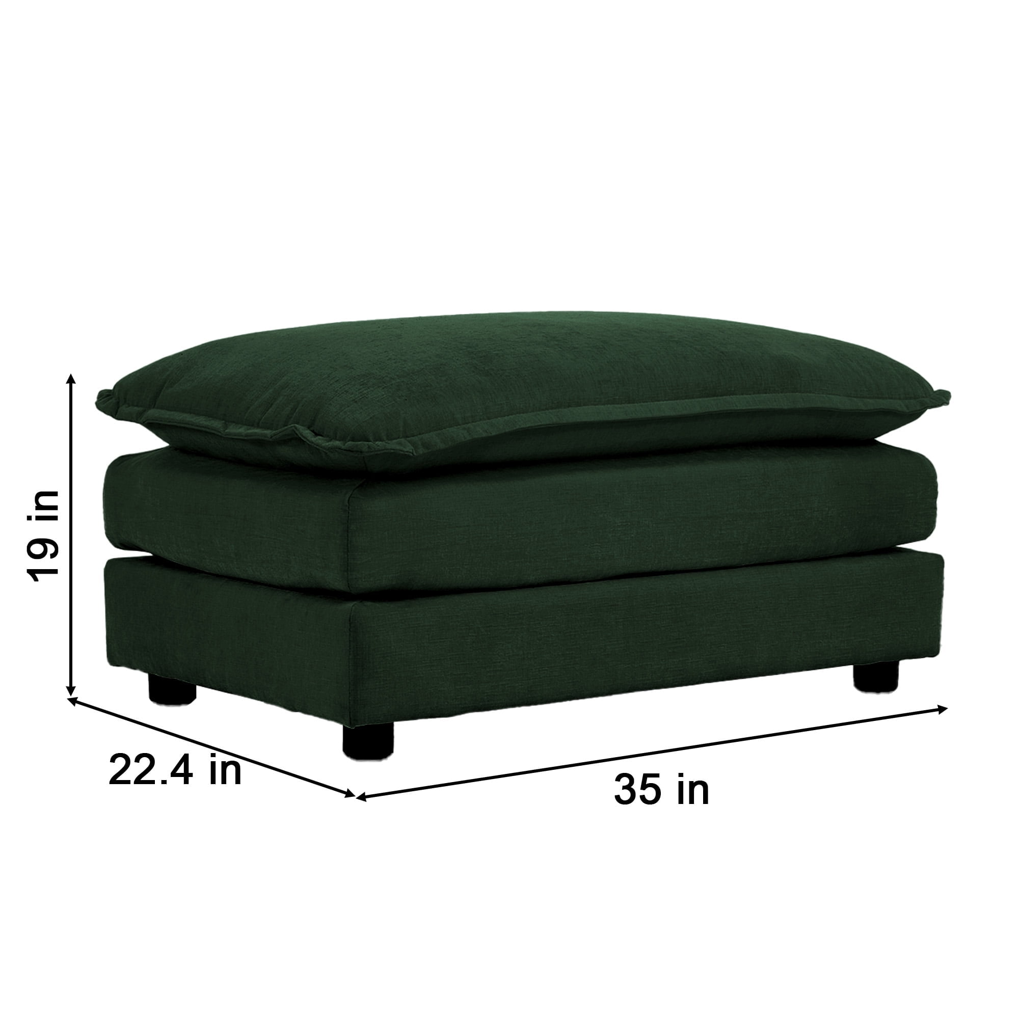 Chenille Fabric Ottomans Footrest to Combine with 2 Seater Sofa, 3 Seater Sofa and 4 Seater Sofa, Green Chenille