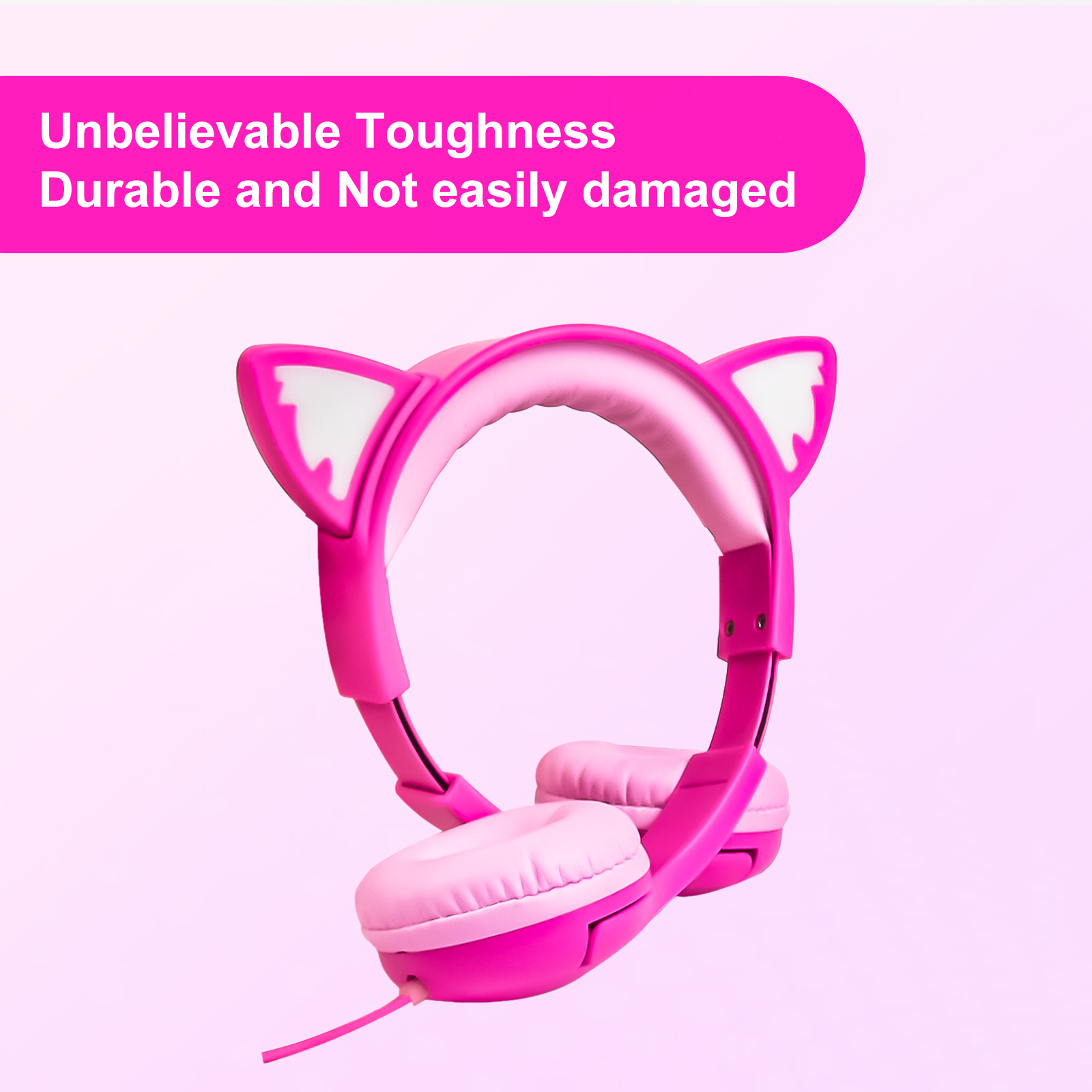 Olyre Cat Ear Kids Headphones, Wired, 85dB Volume Limit, Pink photo 3