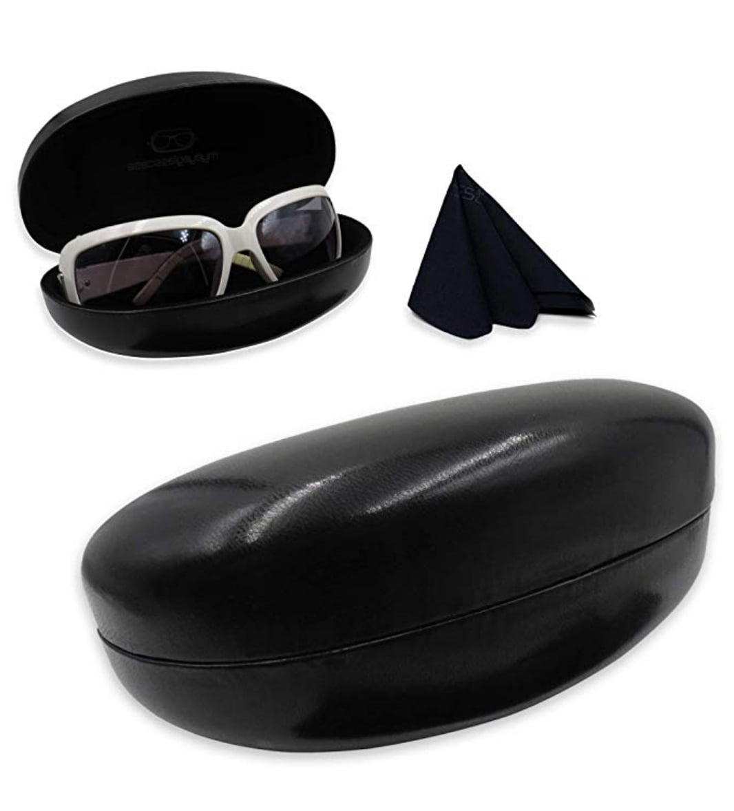 MyEyeglassCase Hard Sunglasses Cases for Large to oversized frames with cleaning cloth 