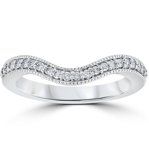 Pompeii 1/5ct Curved Diamond Wedding Band 14K White Gold (G/H,I1-I2)