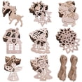 thumbnail image 2 of 10 piezas de copos de nieve de Papá Noel, alce, rodajas de madera hechas a mano, grafiti, regalo de Navidad, adornos de madera, decoraciones para Navidad, 2 of 5