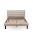 thumbnail image 6 of FN08Q-2HI13 3-Piece Fannin Wooden Set for Bedroom with 1 Mid Century Bed and 2 Small End Tables - Mist Beige Linen Fabric, 6 of 8