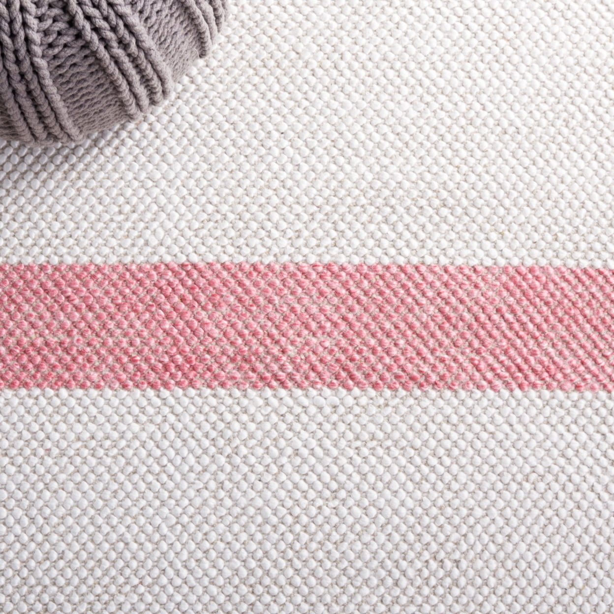 SAFAVIEH Natura Marina Striped Wool Runner Rug, Ivory/Pink, 2'3" x 8'