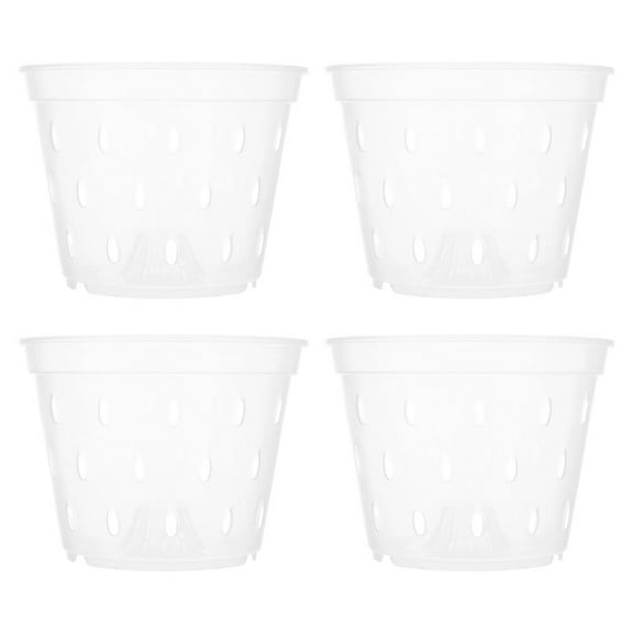 Monyance Planting Containers 4Pcs Clear Orchid Repotting Pot for Office - Root Control Flower Pot(5.51X5.51X4.33Inches)