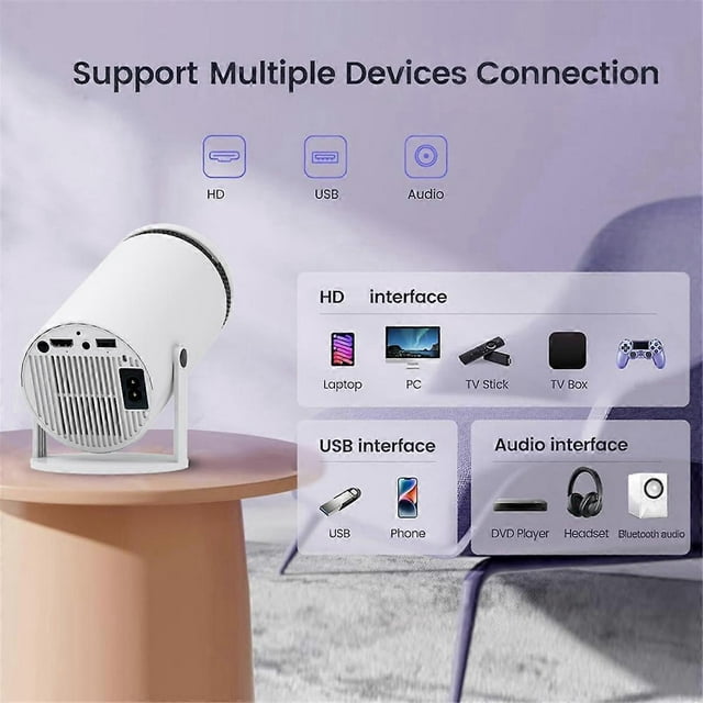 Portable Ultra HD Smart HY300 Projector Overseas Android 5G Home Multifunction Projector with EU Plug