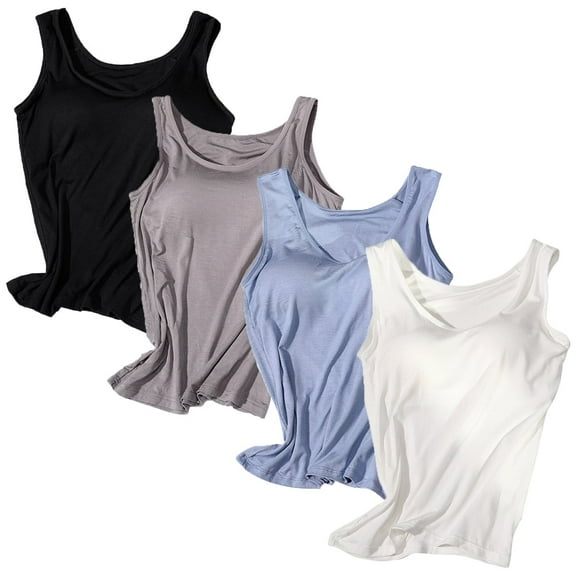 Baywell Women's Tank Tops with Built in Bra Camisoles Tummy Contol Shapewear Cami Shaper Compression Top 4 Pack M-XXL