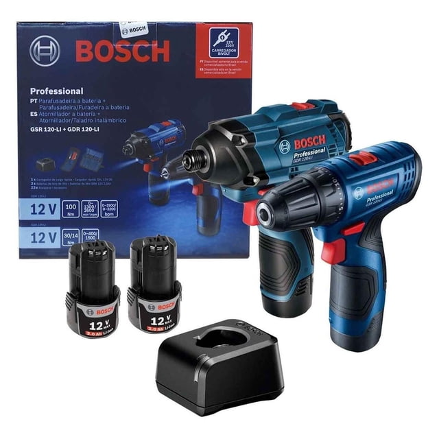Taladro Atornillador + Taladro Llave Impacto + Brocas Bosch BOSCH 06019G80G4