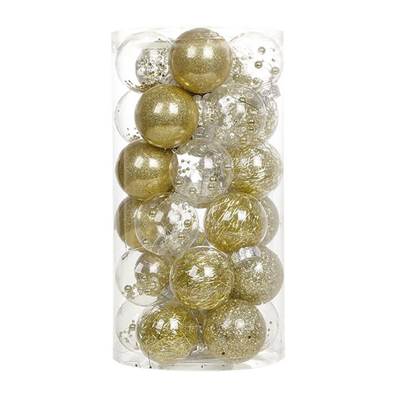 Luoshdecor 30Pcs Christmas Ball Ornaments,2.36" Shatterproof Clear Plastic Xmas Balls Baubles Stuffed Delicate Balls Decorations