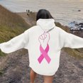thumbnail image 3 of Fiaer,Women Hoodies Cancer Awareness Fall Sweatshirts for Women 2025 Y2k Fall Winter Plus Size Hooded Tops with Pockets White XL, 3 of 7