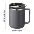 thumbnail image 3 of 14 oz Insulated Coffee Mug with Push Top Lid, Stainless Steel Travel Mug Leak Proof, Double Wall Vacuum, Handle, Gray - BPA Free, 3 of 6