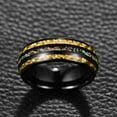 thumbnail image 3 of JQUEEN Men's 8mm Black and Broken Opal Tungsten Carbide Ring Inlaid Carbon Fiber Wedding Bands Ring, 3 of 5