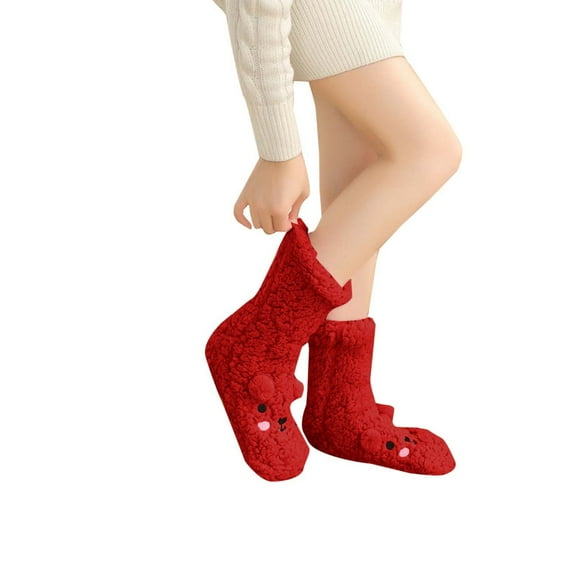 WRKEKC Women's Warm Boot Socks Fall Winter Sherpa Lined Non Slip Home Floor Socks Multiple Solid Colors for Cozy Casual and Sleep Wear