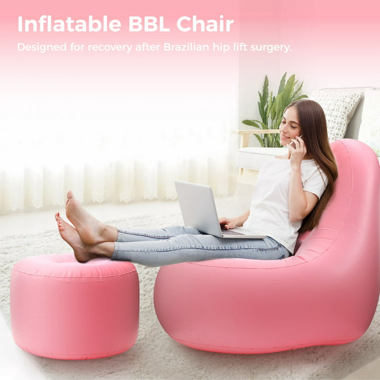 BBL Inflatable Sofa, Lounge Sofa with Ottoman for After Brazilian Butt Lift Surgery Recovery/Fast Lipo Surgery, Blow Up Air Chair with Hole Modern
