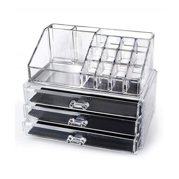 Clear Acrylic Makeup Organizer Cosmetic Organizer And Large 3 Drawer