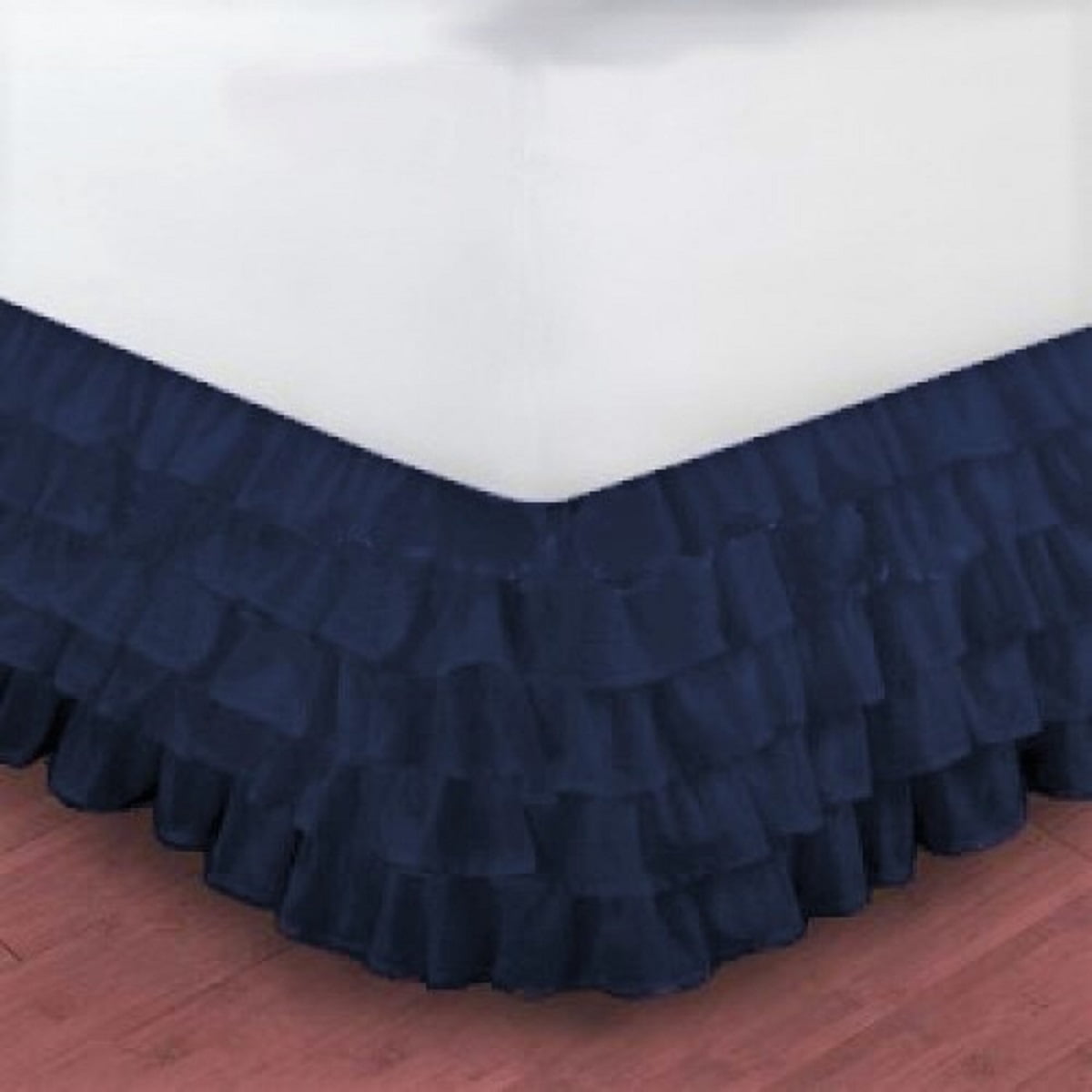 Twin Navy Blue Pleated Dust Ruffled Bed Skirt Bedding Bed Dressing with