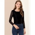 thumbnail image 2 of Top de encaje Con Bordado de Flores y mangas largas transparentes Allegra K para Mujer Negro L, 2 of 6