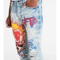 thumbnail image 5 of GFTD LA Los Angeles Men's Iris Skinny Fit Painted Skull Distressed Ripped Jeans (32, Blue), 5 of 5