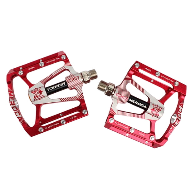 Pedal de bicicleta de montaña resistente al agua, antideslizante, plataforma de bicicleta de 9/16 pulgadas, pedales planos para bicicleta de montaña, rojo Sunnimix Pedal de bicicleta ligero