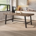 thumbnail image 1 of Towallmark Industrial Dining Table for 6-8, Modern Rectangular Kitchen Table with Sturdy Black Metal Frame & Rustic Wood Top – Dining Room Furniture Perfect for Living Room or Patio – Brown, 1 of 8