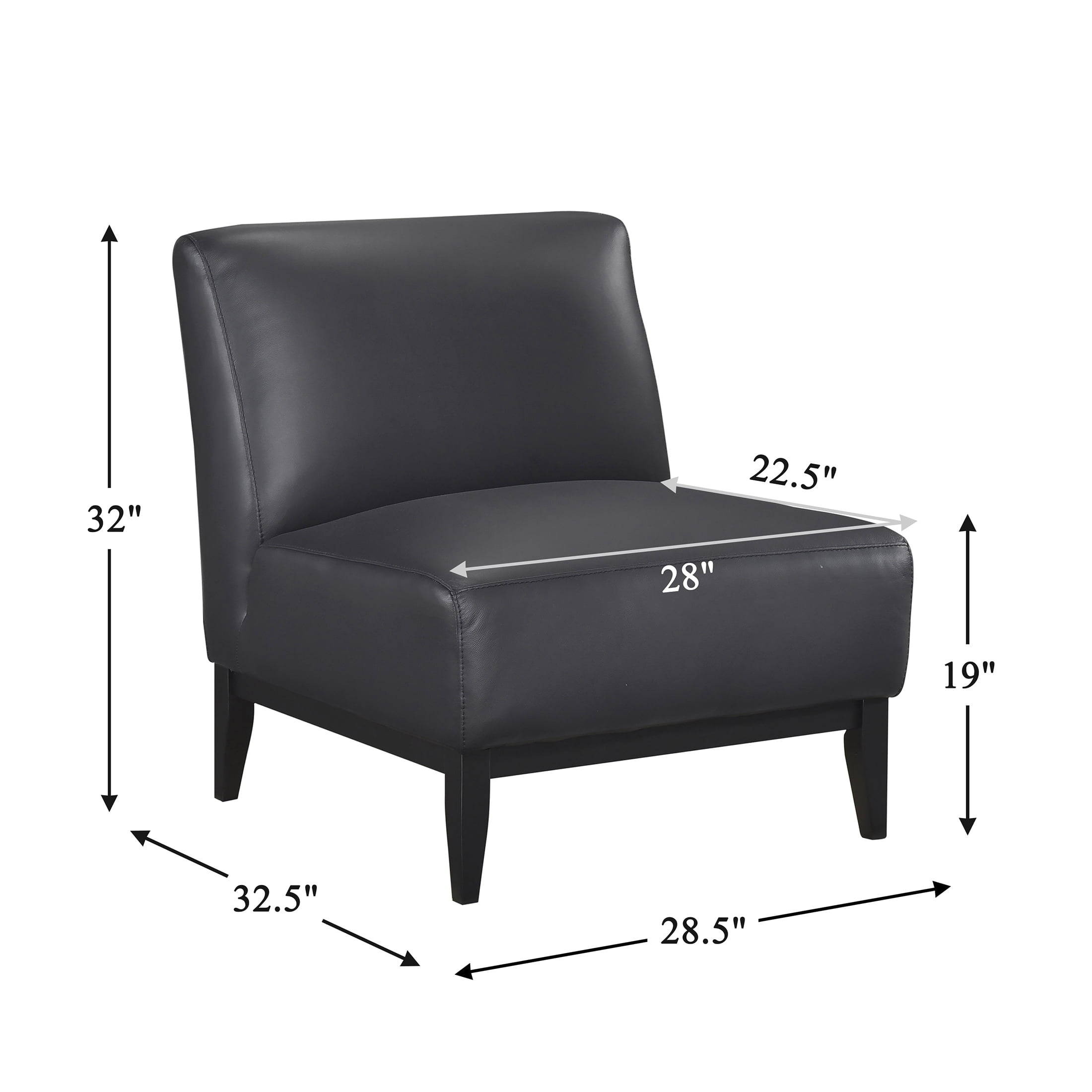 OakvillePark Mossmere Leather Accent Chair, Black