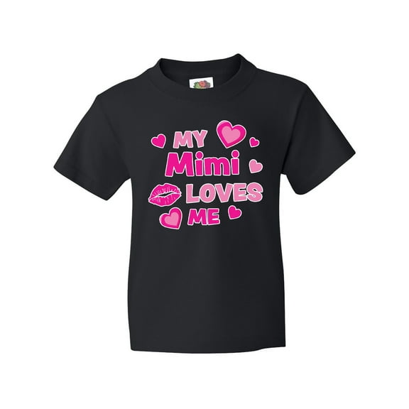 Inktastic Valentine's Day My Mimi Loves Me Hearts and Lips Youth T-Shirt