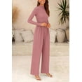 thumbnail image 5 of PRETTYGARDEN Womens Jumpsuit Dressy Casual Spring Fall Fashion One Piece Outfits Long Sleeve Mock Neck Wide Leg Pants Rompers, 5 of 8