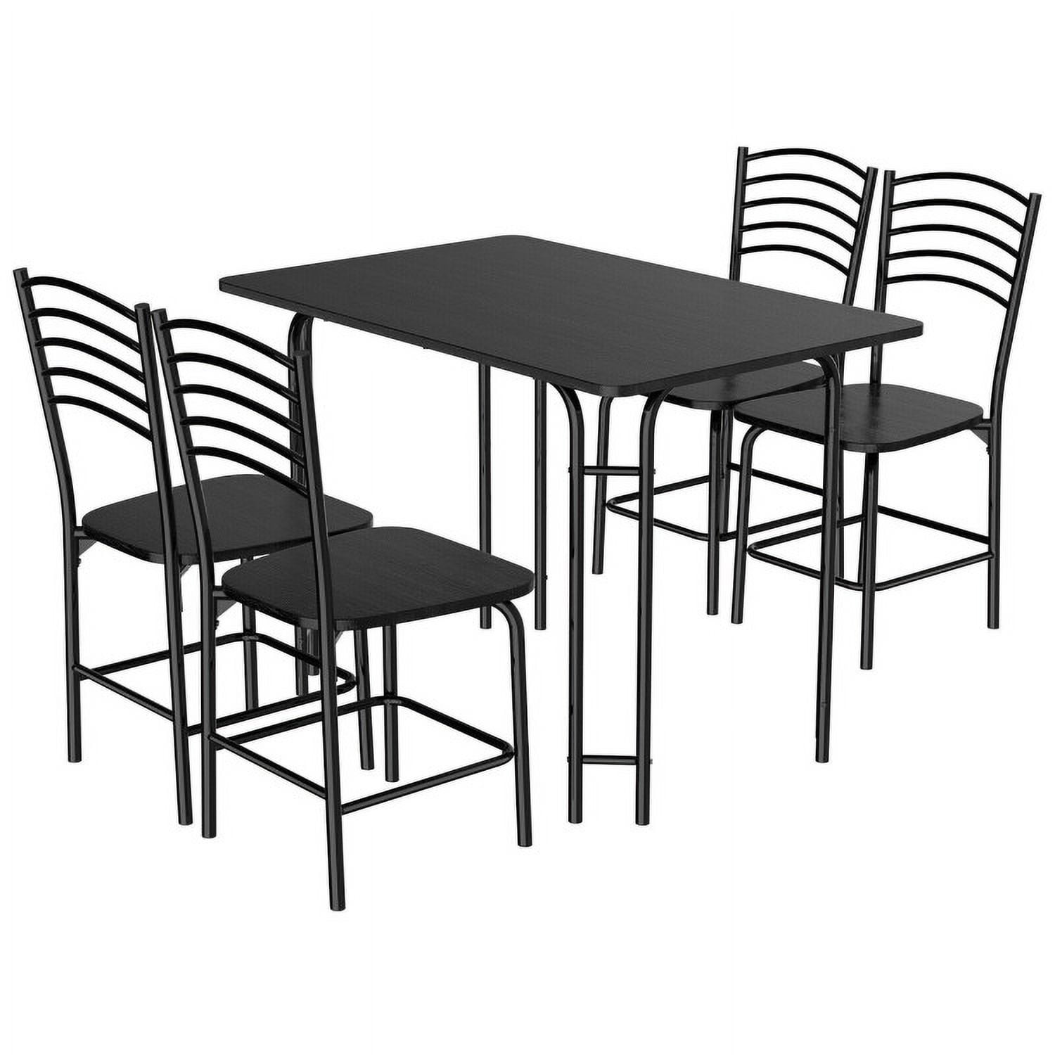 Finihen Dining Set, Dining Table Set, 5 Pieces Wood Rectangular Dining Table Set, for Home, Restaurant, Black Finihen Dining Set, Dining Table Set, 5 Pieces Wood Rectangular Dining Table Set, for Home, Restaurant, Black