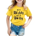 thumbnail image 1 of MEZZALL T-Shirt Imprimé Respirant Décontracté de Mode pour Filles, T-Shirts Graphiques, Hauts, Jaune, 6-7 Ans, 1 of 4