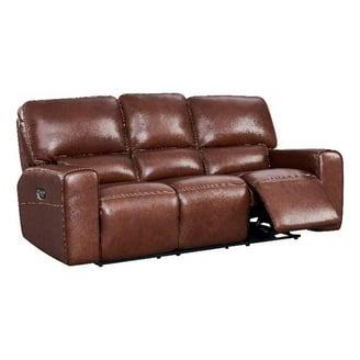 Bowery Hill Leather Power Reclining Sofa in Smoke