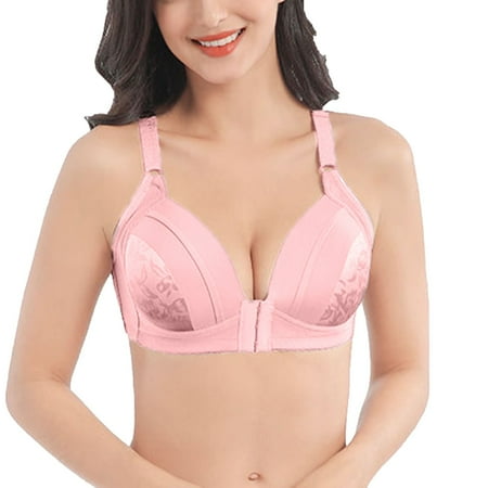 

VerPetridure Wireless Push Up Bras for Women No Underwire Lace Front-Closure Full Coverage Underwire Bras Solid Sexy Everyday Underwear