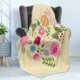 thumbnail image 4 of Heart Soft Flannel Fleece Throw Blanket, Various Colorful Flowers and Butterflies Forming a Heart Shape on Cream Backdrop, Cozy Plush for Indoor and Outdoor Use, 70" x 90", Multicolor, by Ambesonne, 4 of 5