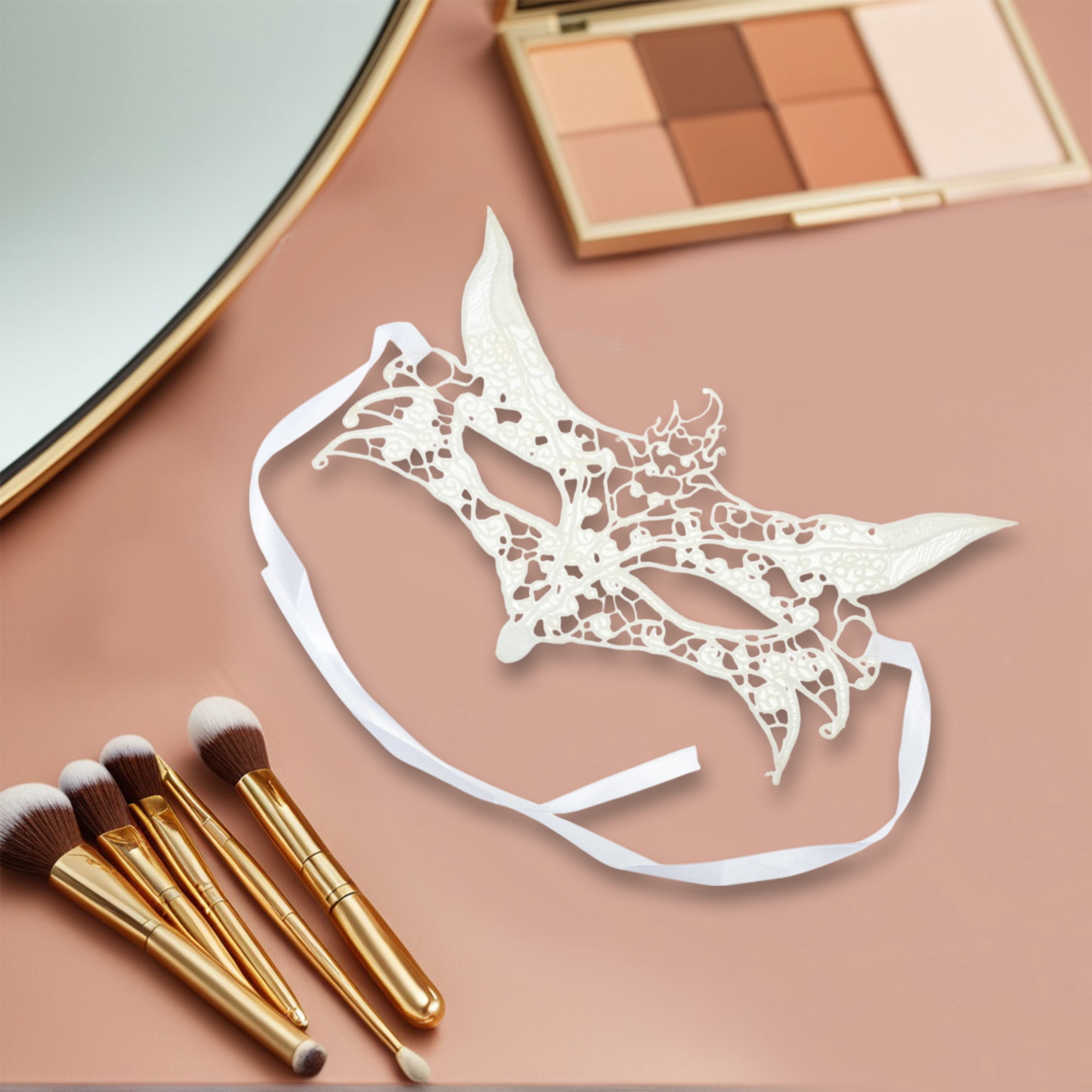 Unique Bargains 1 Pack Elegant Lace Half Face Party Mask White Pattern 5