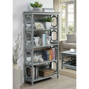 Pemberly Row Five-Tier Bookcase in Gray Wood Finish