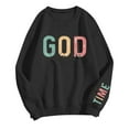thumbnail image 1 of WEAIXIMIUNG Sweat-Shirt pour Femmes Col en V Imprimé Lettre Décontracté à Manches Longues Pull Col Rond Sweat à Capuche, 1 of 5
