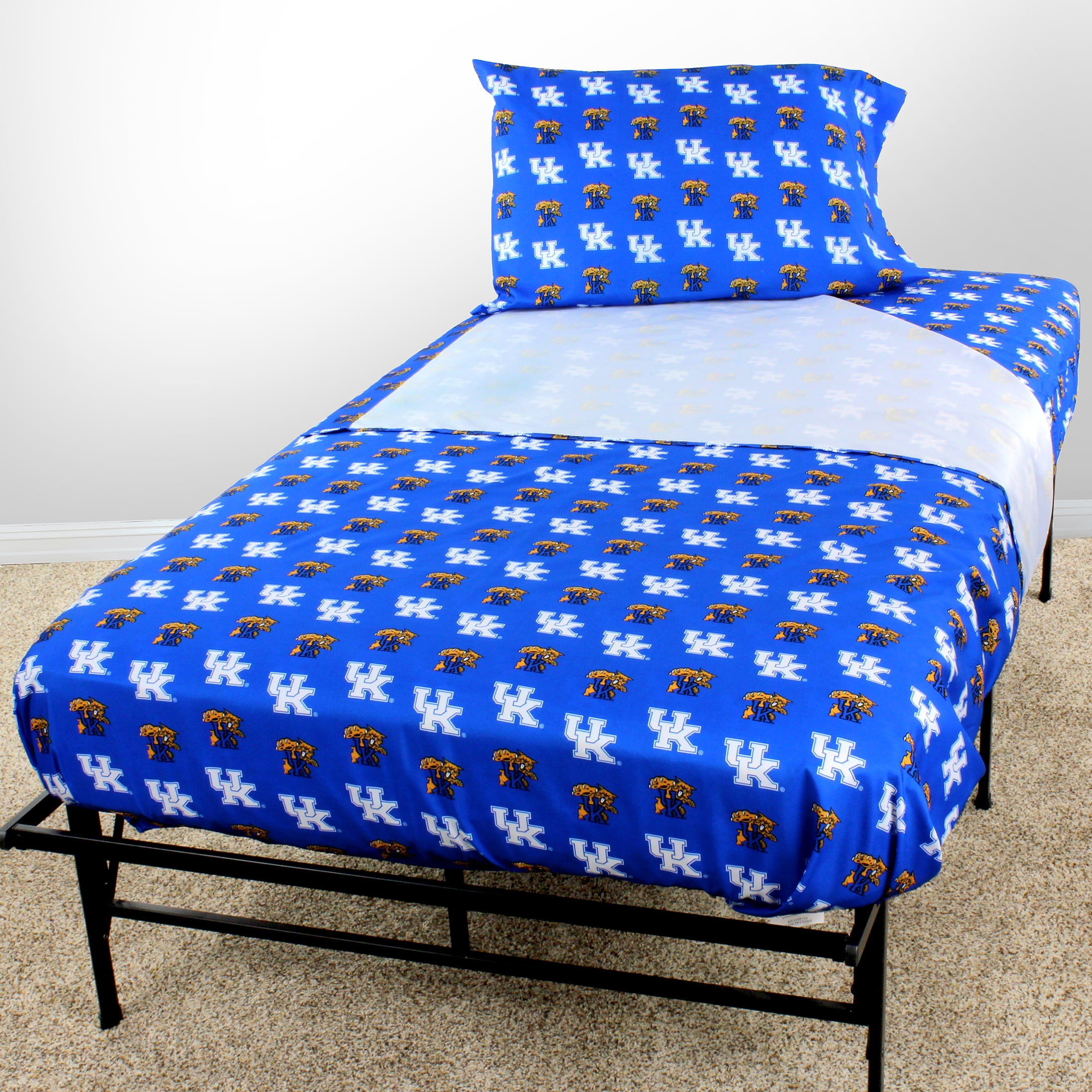 Kentucky Wildcats 100% cotton, 4 piece sheet set - flat sheet, fitted sheet, 2 pillow cases, Full, Team Colors