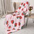 thumbnail image 3 of Sikiie Strawberry Floral Cozy Flannel Fleece Throw Blanket: Lightweight & Thick for All Seasons - Perfect for Women, Men, & Kids"80"x60", 3 of 6