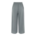 thumbnail image 2 of Pantalones de mezclilla Gibobby para mujer Pantalones de lino de algodón con cintura elástica y cordón ancho de pierna ancha gris S, 2 of 5