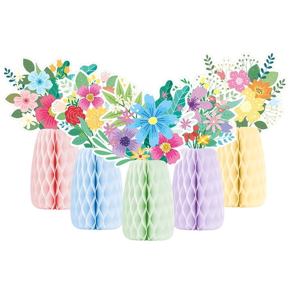 5PCS Wildflowers Honeycomb Centerpieces Wildflower Birthday Party Decorations Spring Wildflower Theme Table Centerpieces for Wedding Little Wildflowers Baby Shower Supplies