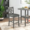 thumbnail image 4 of Farmhouse 3 Piece Round Counter Height Kitchen Dining Table Set with Drop Leaf Table, Dining Room Set with One Storage Shelf and 2 Cross Back Padded Chairs for Living Room/Kitchen, Gray, 4 of 7