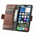 thumbnail image 2 of Dteck for iPhone 16E Wallet Case, Magnetic PU Leather Flip Folio Case with Card Holders RFID Blocking Kickstand Shockproof TPU Inner Shell Phone Case, Darkbrown, 2 of 4