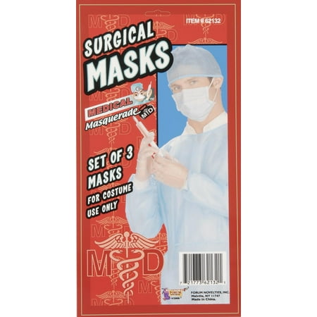Doctor Nurse Mask Cosplay 3 Masks Set Surgeon MD Halloween Costume Accessory
