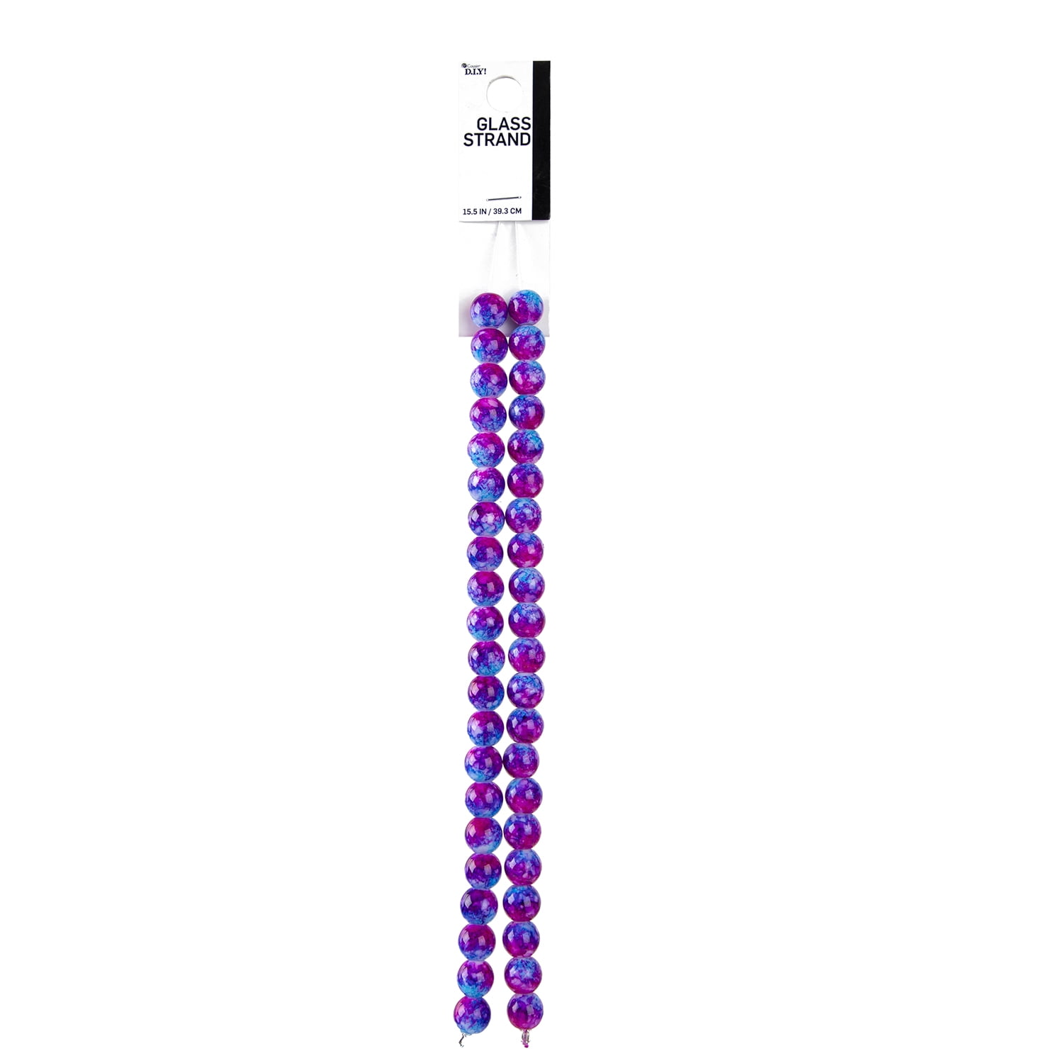 Cousin DIY 10mm Blue Pink Purple Tie-dye Glass Bead Strand, 42 Pieces, Model AJM63715360