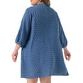 thumbnail image 4 of DARING DIVA Plus Size 3/4 Sleeve Swiss Dots Cover Up Cardigan 2X Blue, 4 of 6