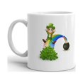thumbnail image 2 of Leprechaun sliding down the rainbow with gold coins pot Coffee Tea Ceramic Mug Office Work Cup Gift 11 oz, 2 of 3